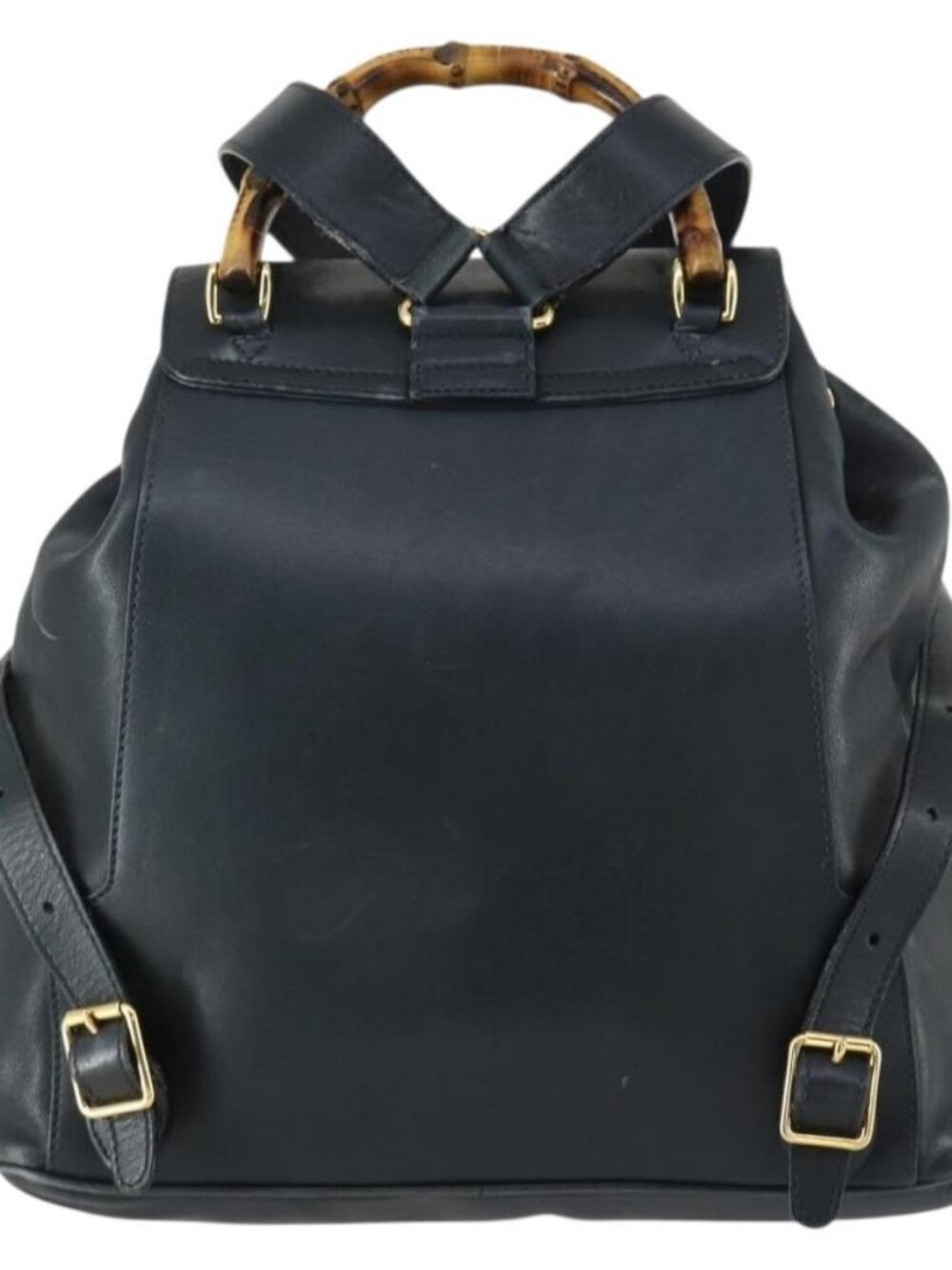GUCCI Bamboo Backpack Leather Black Gold 003 2058 0016 Auth 156418 - Picture 3 of 16